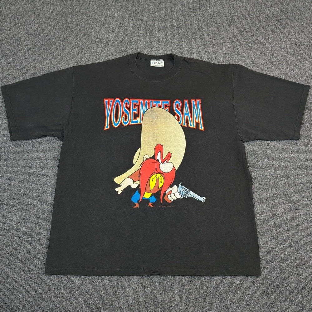 Vintage 1993 Genus Yosemite Sam Looney Tunes Graphic Tee Black XL Made in USA